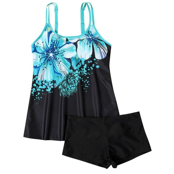 STETMN Women Plus Size Tankini Swimsuit 2 Piece Bathing Suit Flowy Swim Tops with Boyshorts