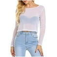 thumbnail image 1 of STETMN Women Sexy Shirt Breathable Mesh Sheer Tops Slim Fit See Through Blouse, 1 of 5