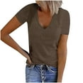 thumbnail image 1 of STETMN Women Short Sleeve Deep V Neck Tops Fitted Cotton Summer Loose Casual Vacation Tshirt Tee, 1 of 7