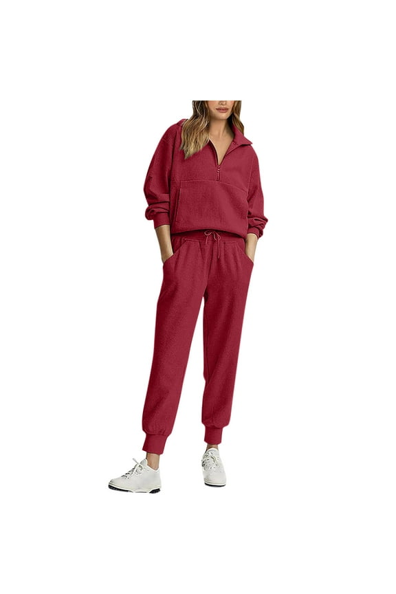 Women Sweatsuits 2 Piece Outfits Outfit Winter Lined Tracksuit Warm Up Sweatshirt and Sweatpants Sets