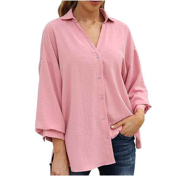 STETMN Women's 3/4 Sleeve Blouse Button Down Chiffon Top Casual Office Work Shirt