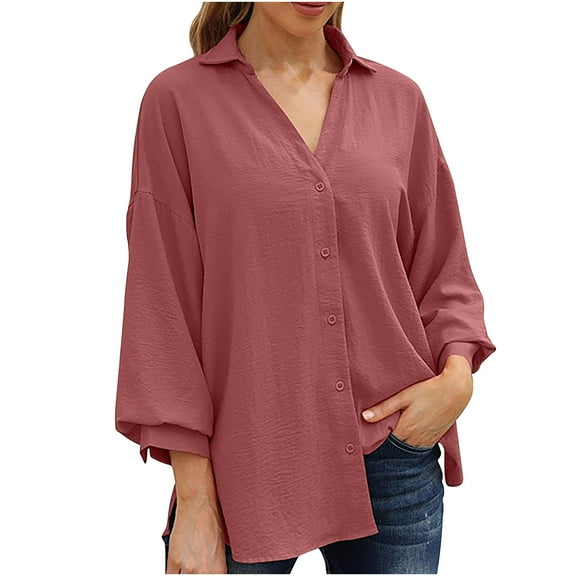 STETMN Women's 3/4 Sleeve Blouse Button Down Chiffon Top Casual Office Work Shirt
