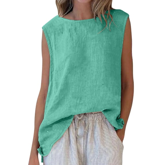 STETMN Women's Casual Tank Top Sleeveless Loose Fit Blouse with Side Split Breathable Summer Top for Beach