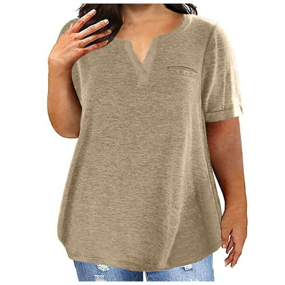 STETMN Women's Oversized Short Sleeve T-shirt Casual V Neck Top Loose Layer Basic Tees