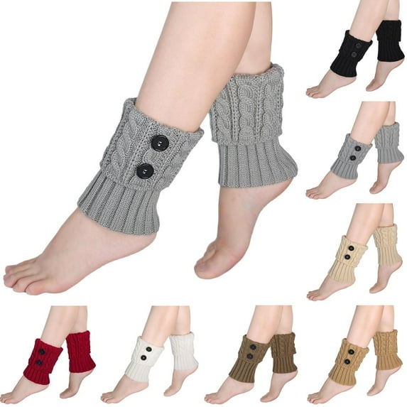 STETMN Women's Crochet Knitted Boot Socks Short Leg Warmers Boot Covers Button Decor Trendy Sock