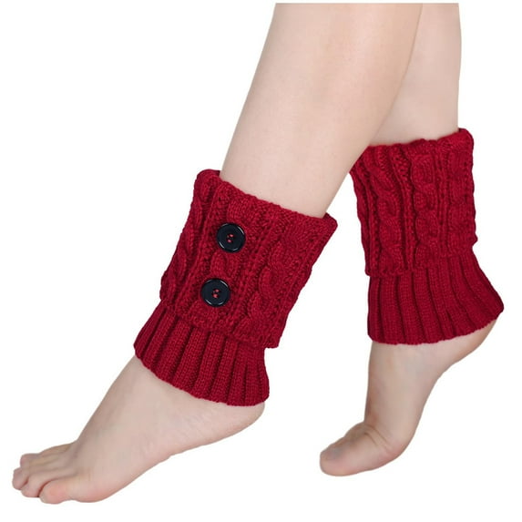 STETMN Women's Crochet Knitted Boot Socks Short Leg Warmers Boot Covers Button Decor Trendy Sock