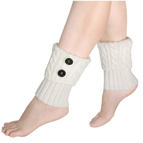 STETMN Women's Crochet Knitted Boot Socks Short Leg Warmers Boot Covers Button Decor Trendy Sock