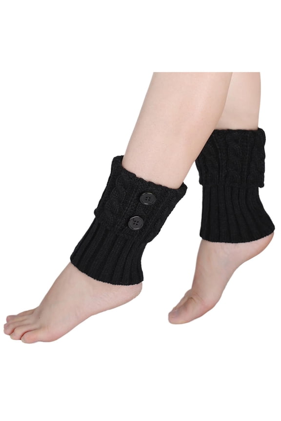 Women's Crochet Knitted Boot Socks Short Leg Warmers Boot Covers Button Decor Trendy Sock