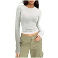 thumbnail image 1 of STETMN Women's Crop T-shirt Slim Fit Round Neck Tops Casual Plain Long Sleeve Fall Workout Shirt, 1 of 6
