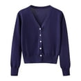 thumbnail image 1 of STETMN Women's Cropped Cardigan Sweaters Long Sleeve Button Down Classic Knitwear Jumper Tops, 1 of 8