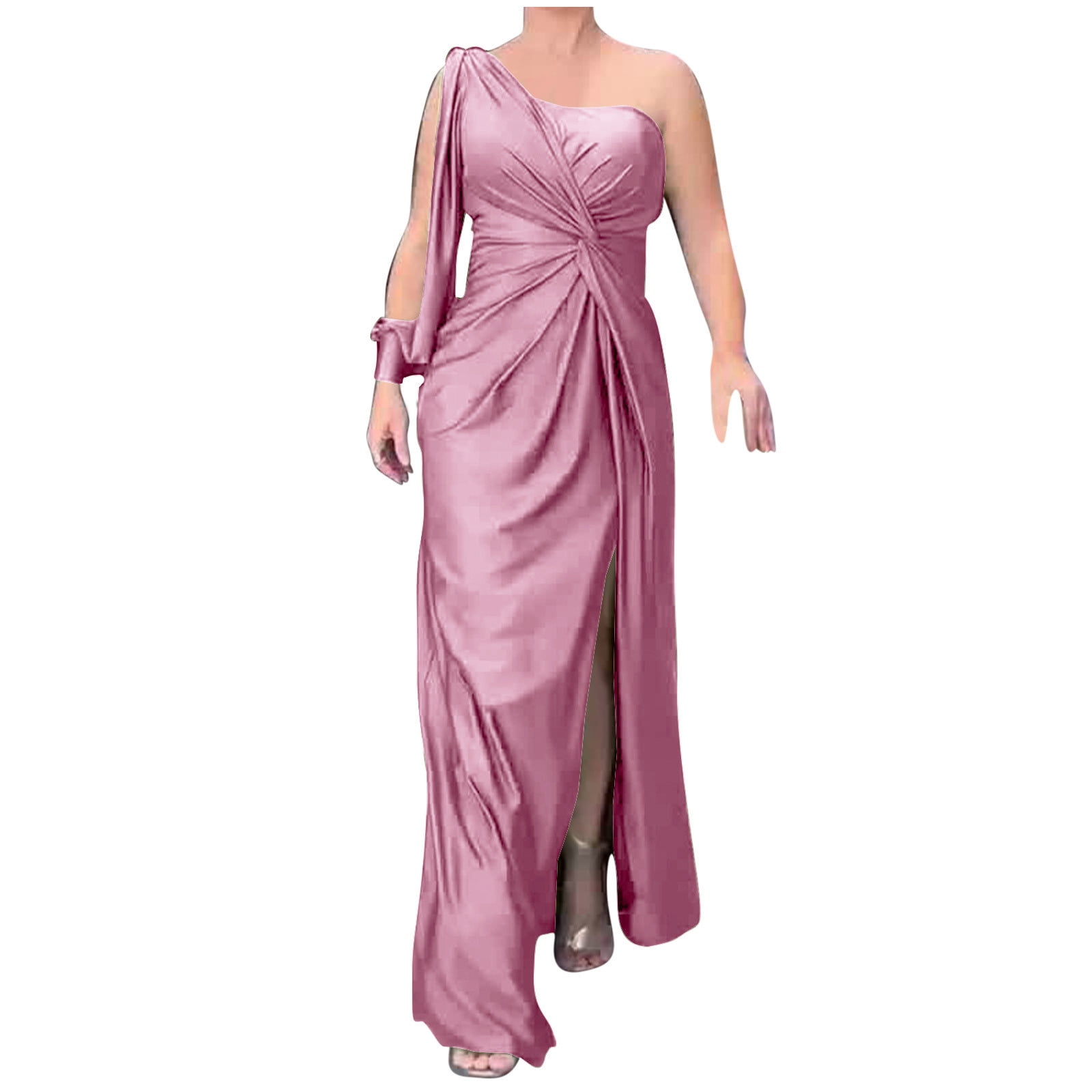 One-Shoulder Evening Dress for Women Fitted Long Gown with High Slit Elegant Gala Look main image 0