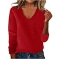 thumbnail image 1 of STETMN Women's Fall Pullover Sweaters Lightweight Plain V Neck Knit Tops Loose Casual Layer Clothes, 1 of 6