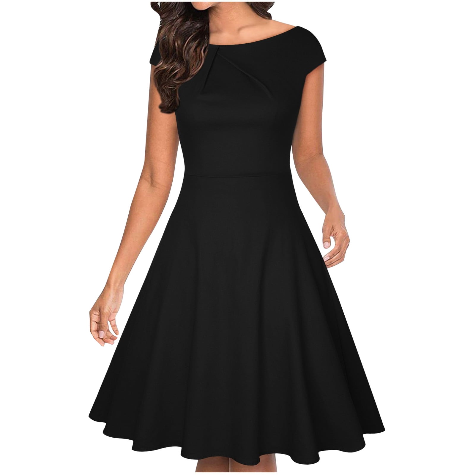 Topdress Women's Vintage Polka Dot Audrey Halter Dress - 1950s Retro Cocktail Dress In Royal Blue (Size XL) - View #6