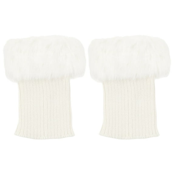 STETMN Women's Faux Fur Boot Cuffs Winter Knitted Short Leg Warmers Furry Boot Cover