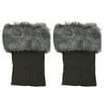 thumbnail image 1 of STETMN Women's Faux Fur Boot Cuffs Winter Knitted Short Leg Warmers Furry Boot Cover, 1 of 3