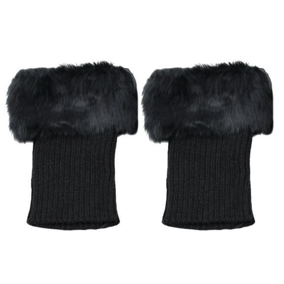 STETMN Women's Faux Fur Boot Cuffs Winter Knitted Short Leg Warmers Furry Boot Cover
