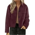 thumbnail image 1 of STETMN Women's Faux Suede Cropped Jacket Button Lapel Trendy Coat Casual Long Sleeve Jackets, 1 of 6