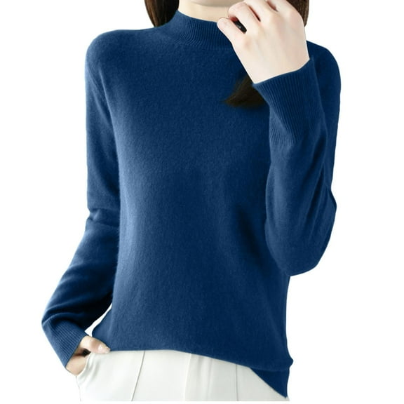 STETMN Women's Fleece long sleeve Sweater Casual Mock Neck Top Fall Plain Layer Warm T-Shirt