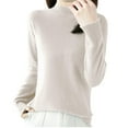 thumbnail image 1 of STETMN Women's Fleece long sleeve Sweater Casual Mock Neck Top Fall Plain Layer Warm T-Shirt, 1 of 3