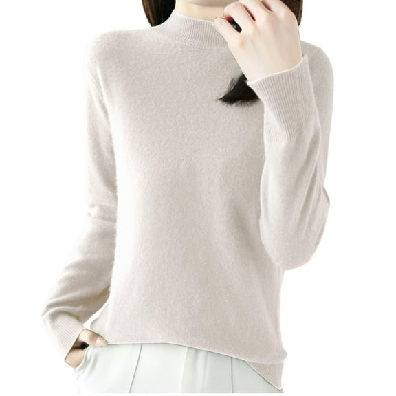 STETMN Women's Fleece long sleeve Sweater Casual Mock Neck Top Fall Plain Layer Warm T-Shirt