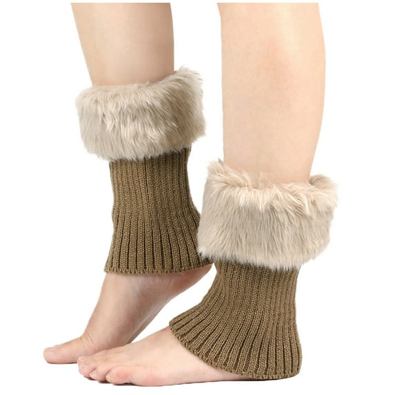 STETMN Women's Fuzzy Boot Cuff Toppers Socks Winter Warm Crochet Short Leg Warmer