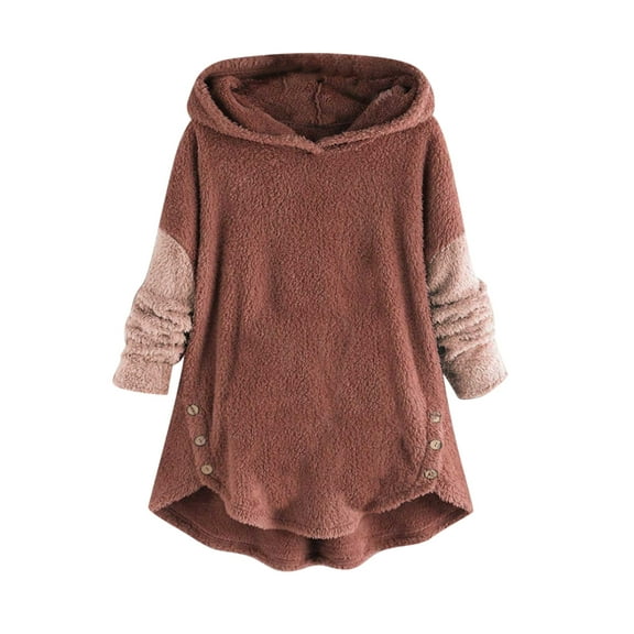 STETMN Women's Fuzzy Fleece Hoodies Sweatshirts Lightweight Comfy Shaggy Sherpa Pullover Tops
