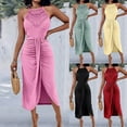 thumbnail image 1 of STETMN Women's Halter Boho Dress Bodycon Ruched Slit Dress Summer Eyelet Beachwear Sundresses, 1 of 6