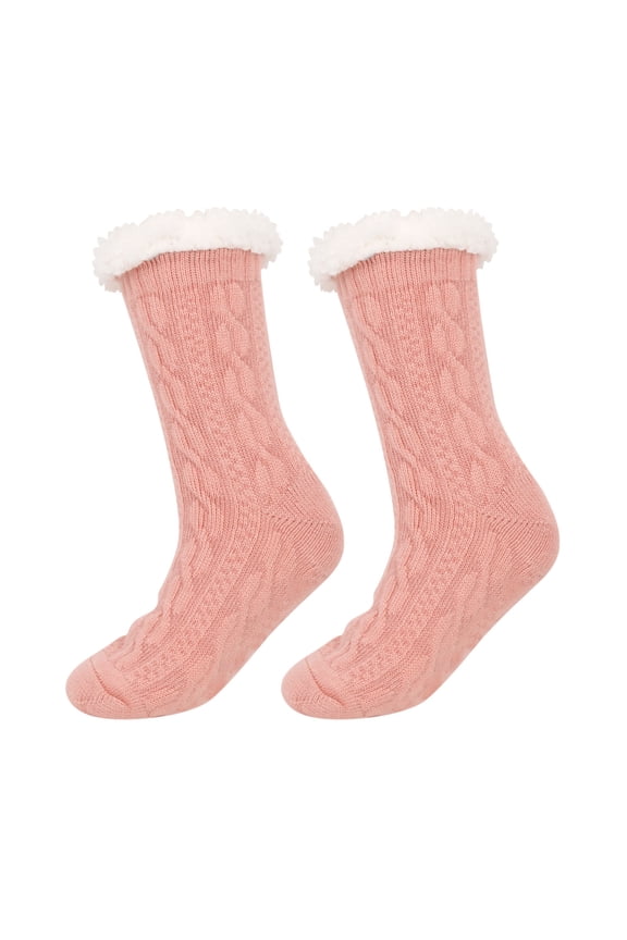 Women's Knit Slipper Socks Sherpa Lined Fall Winter Soft Warm Sock Non-slip Cozy