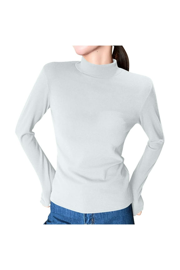 Women's Long Sleeve Mock Neck Top Lightweight Slim Basic Undershirt Thermal Layer Shirts