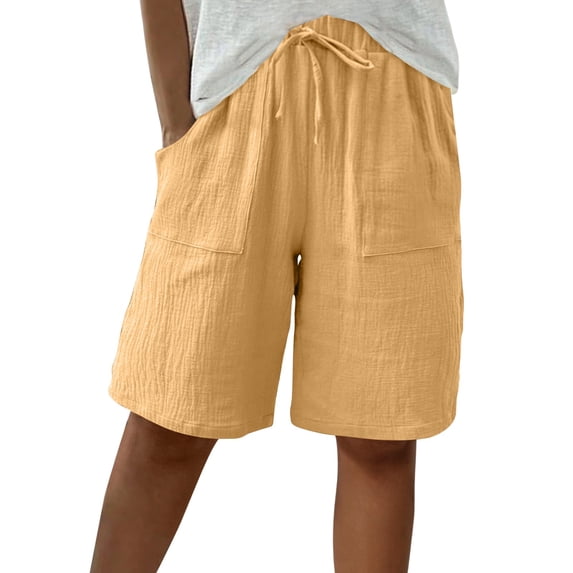 STETMN Women's Loose Knee Length Shorts Drawstring Elastic Waist Pant Summer Beachwear Vacation Shorts