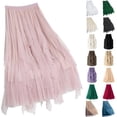 thumbnail image 1 of STETMN Women's Maxi Tulle Skirts Ruffle Flowy Hem Skirt Elastic Waist Tiered Swing Elegant Skirt, 1 of 6