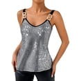 thumbnail image 1 of STETMN Women's Metallic Tank Top Glitter Party Club Camisole V Neck Loose Sleeveless Tee, 1 of 7
