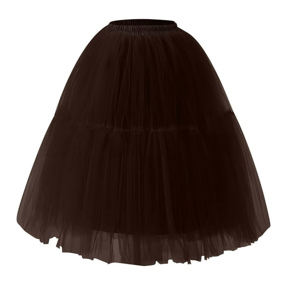 STETMN Women's Midi Tutu Skirt Pleated Puffy Skirts Elatic Waist Tulle Petticoats Skirt