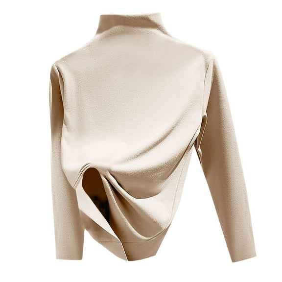 STETMN Women's Mock Neck Shirt Loose Fit Long Sleeve Layer Tops Lightweight Solid Warm T-Shirt