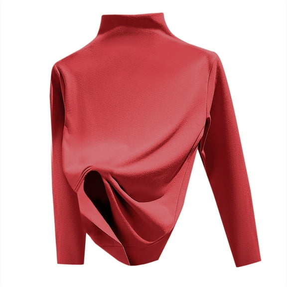 STETMN Women's Mock Neck Shirt Loose Fit Long Sleeve Layer Tops Lightweight Solid Warm T-Shirt