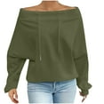 thumbnail image 1 of STETMN Women's Off Shoulder Sweatshirt Slouchy Long Sleeve Pullover Tops Fall Cute Drawstring Clothes, 1 of 6