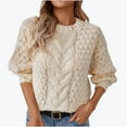 thumbnail image 1 of STETMN Women's Oversized Crew Neck Sweaters Casual Long Sleeve Top Chunky Cable Knitted Pullover Shirt, 1 of 7