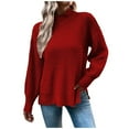 thumbnail image 1 of STETMN Women's Oversized Pullover Sweater Mock Neck Loose Long Sleeve Side Slit Chunky Knitted Jumper Tops, 1 of 7