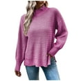 thumbnail image 1 of STETMN Women's Oversized Pullover Sweater Mock Neck Loose Long Sleeve Side Slit Chunky Knitted Jumper Tops, 1 of 7