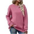 thumbnail image 1 of STETMN Women's Oversized Round Neck Sweatshirts Fall Drop Shoulder Pullover Top Trendy Comfy Clothes, 1 of 4