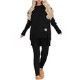 thumbnail image 1 of STETMN Women's Plus Size Outfits Loose Slit Hem Crewneck Pullover Top Stretch Slim Pant Athletic Sets, 1 of 7