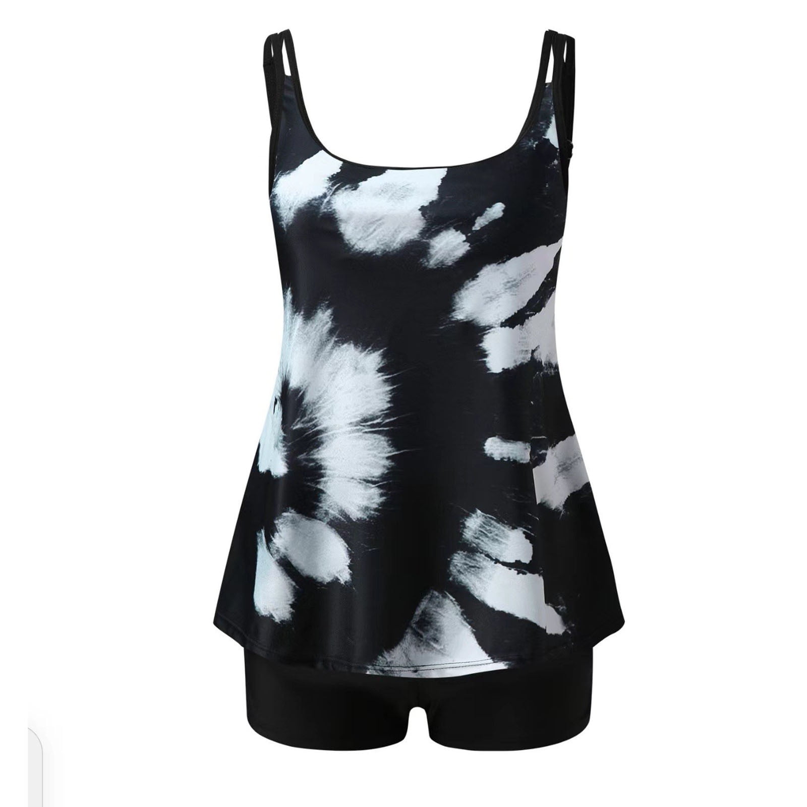 OYOANGLE Plus Size Tankini Swimsuit 2-Piece - Striped Textured V-Neck Swim Dress With High Waist Bottoms 4 thumbnail image