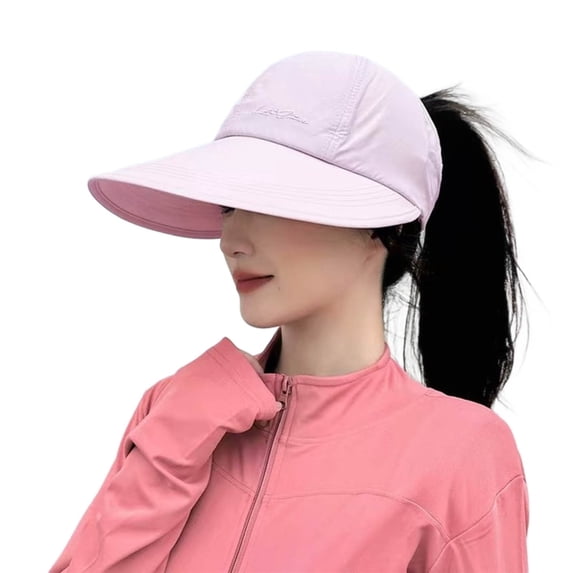 STETMN Women's Ponytail Sun Hat, Wide Brim Baseball Cap with Stretch Back, Quick Dry Breathable UV Protection Summer Hat