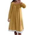 thumbnail image 1 of STETMN Women's Ribbed Nightgown Squared Neck Soft Dress Sleepwear Long Sleeve Nightdress, 1 of 7