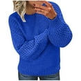 thumbnail image 1 of STETMN Women's Round Neck Sweater Loose Fit Solid Crochet Tops Casual Comfy Knitwear Shir, 1 of 5
