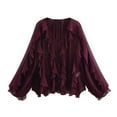 thumbnail image 1 of STETMN Women's Ruffled Multi-Layered Blouse Loose Chiffon Sheer Tops Lightweight Flowy Shirt, 1 of 7