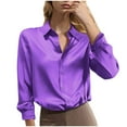 thumbnail image 1 of STETMN Women's Satin Blouses Silky Button Down Shirts Long Sleeve Work Shirt Casual Tops, 1 of 5