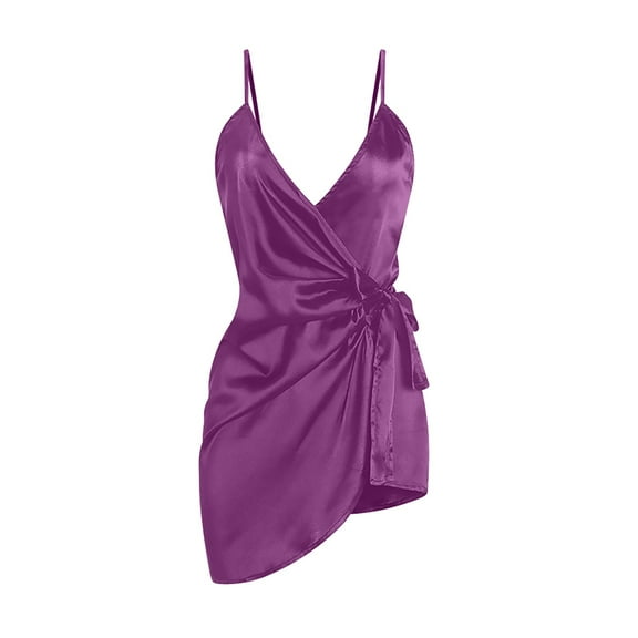 STETMN Women's Sexy Camisole Dress Spaghetti Strap Mini Dress Backless Tie Side Nightwear Outfits
