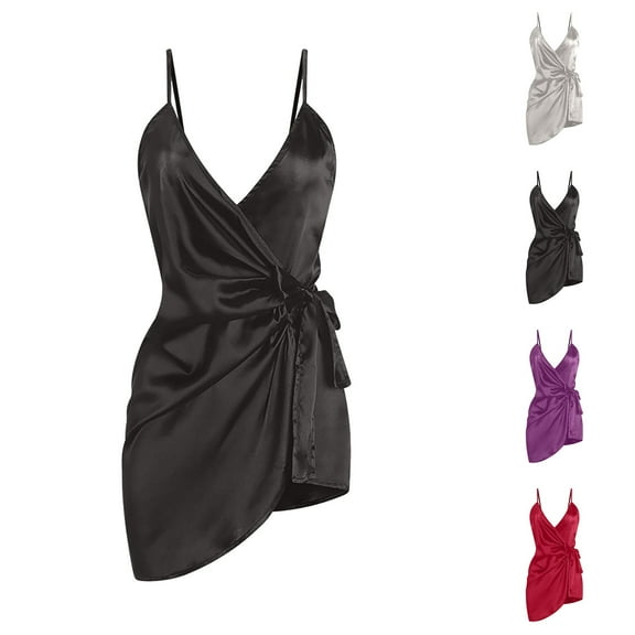 STETMN Women's Sexy Camisole Dress Spaghetti Strap Mini Dress Backless Tie Side Nightwear Outfits