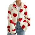 thumbnail image 1 of STETMN Women's Sherpa Fleece Jacket Trendy Heart Print Full Zip Coat Fall Lapel Comfy Warm Coats, 1 of 7